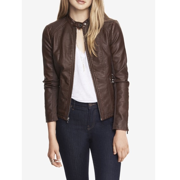 Express Jackets & Blazers - Dark Brown Faux Leather Jacket